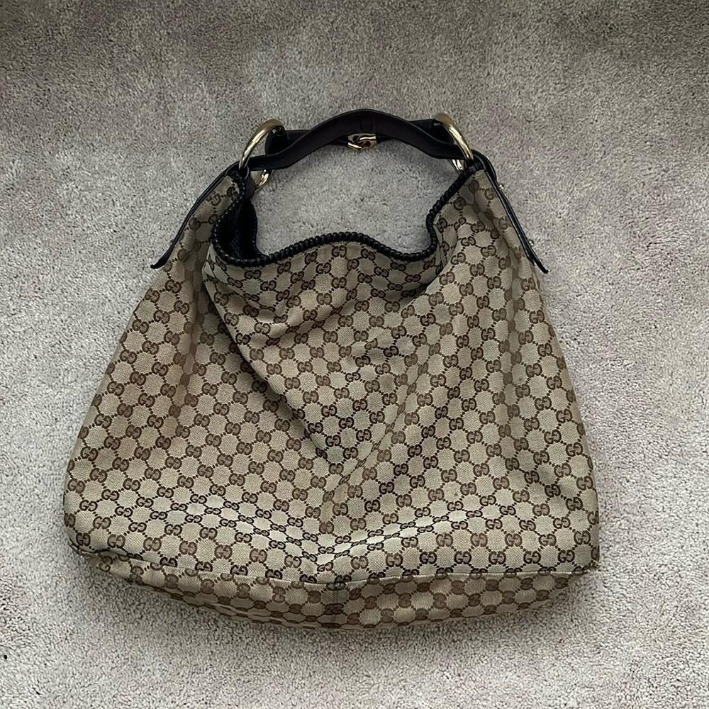 Gucci Large Horsebit Hobo GG canvas